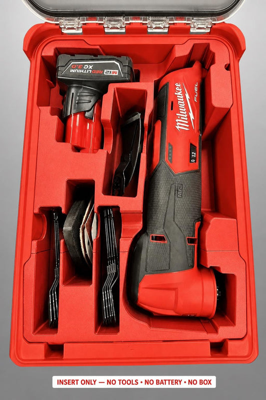 Milwaukee Packout Insert for M12 Oscillating Multi-Tool | 3D Printed Organizer | CAT.2526-20 RED