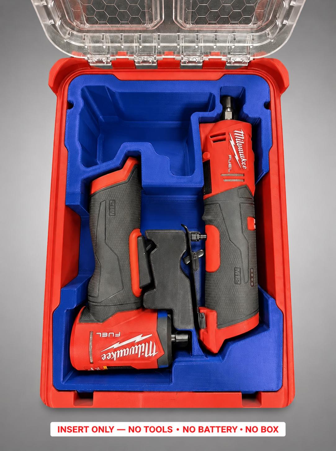 Milwaukee Packout Insert for Die Grinders | 3D Printed Tool Organizer (Blue)