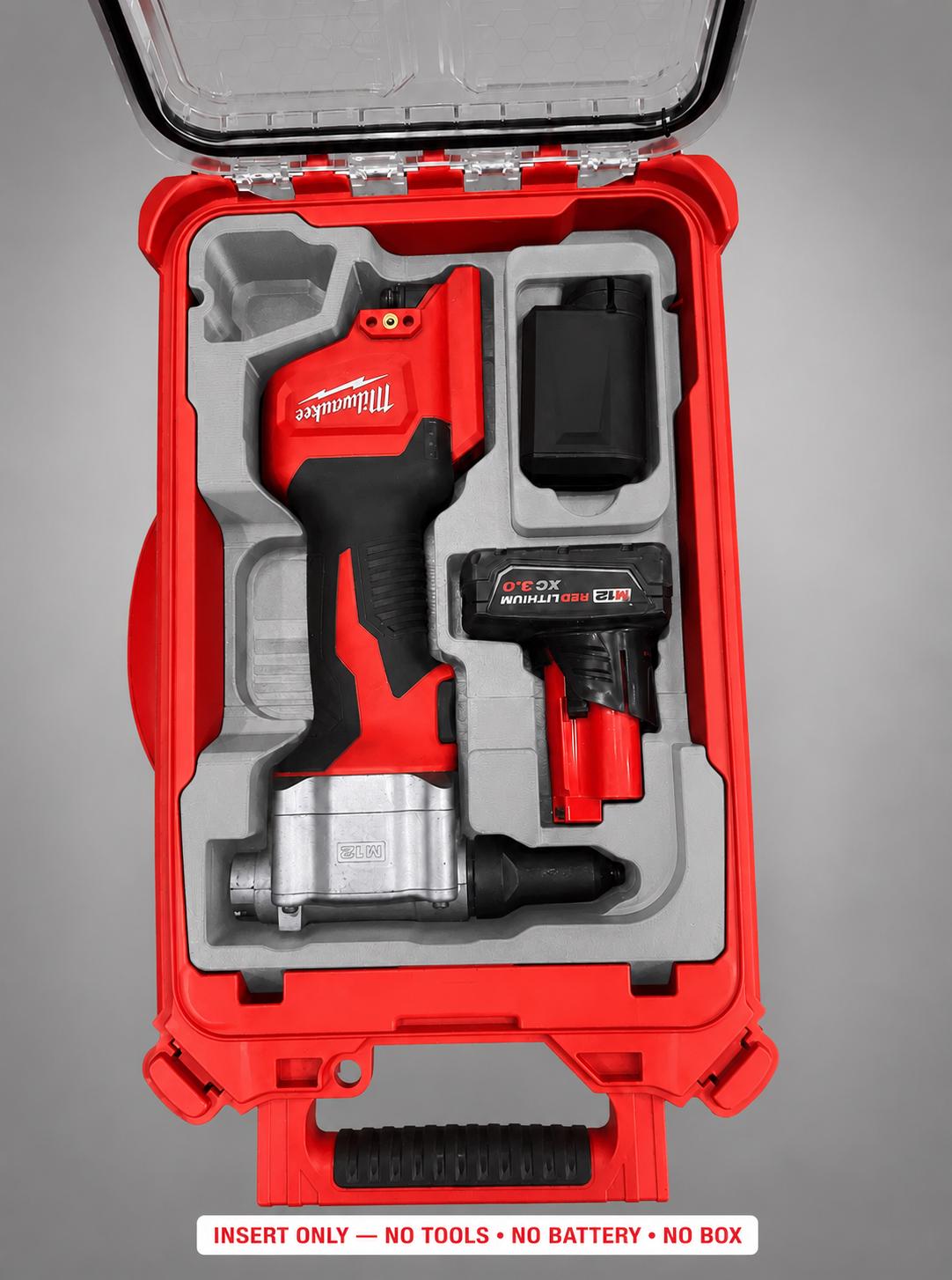 Milwaukee Packout Insert for M12 Cordless Rivet Tool | 3D Printed Organizer | CAT.2550-20 GRAY