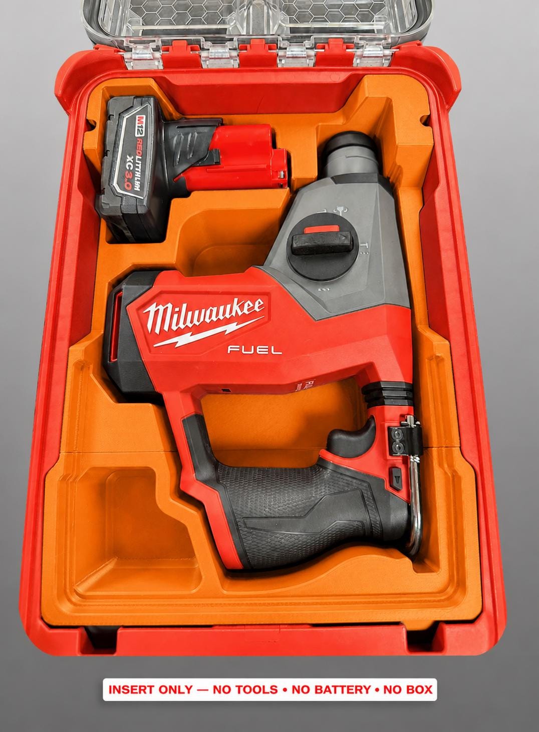 Milwaukee Rotary Hammer Insert | 3D Printed Packout Organizer (Orange)
