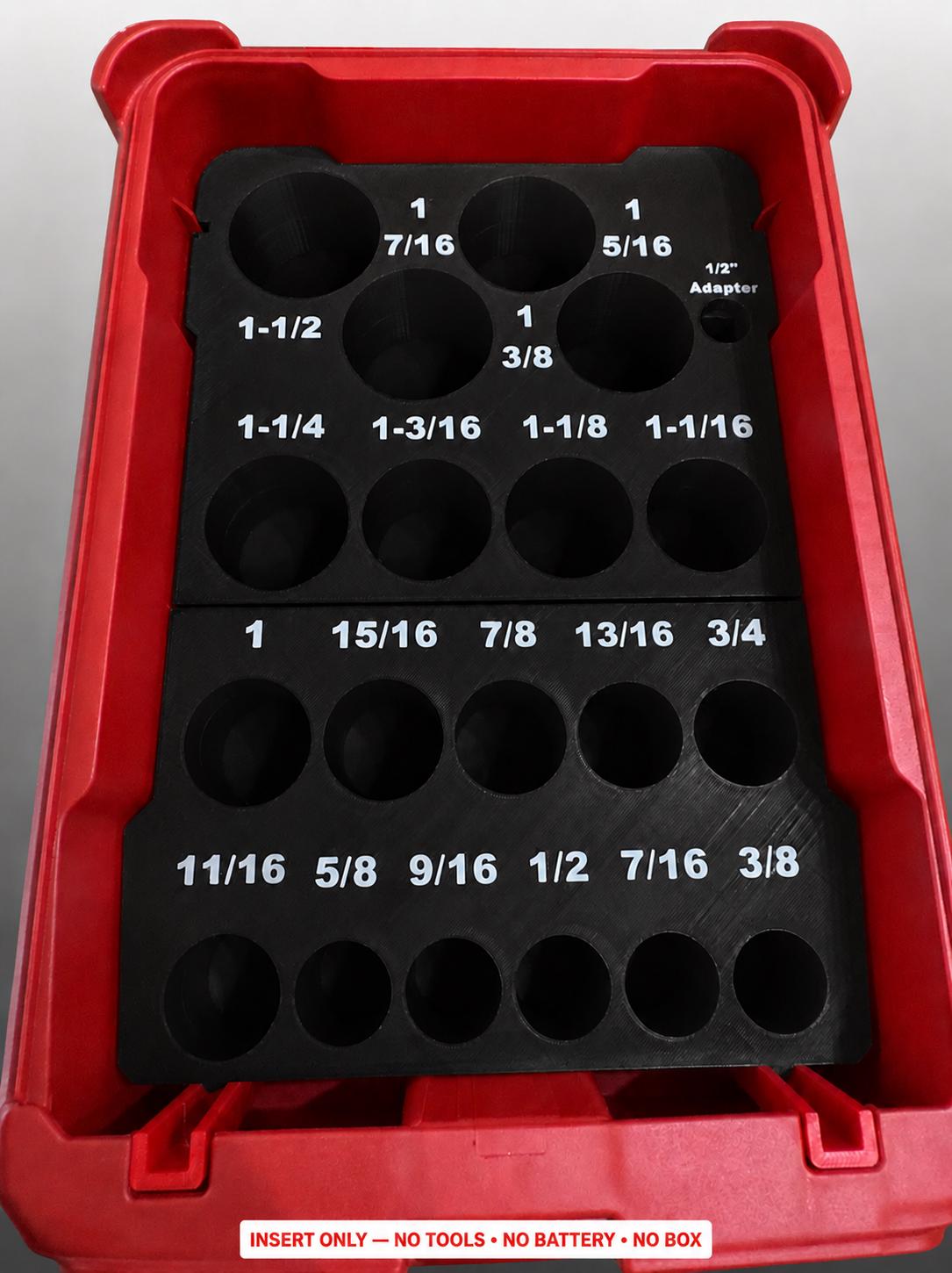 Milwaukee Packout Insert – 19pc 1/2" Deep SAE Socket Organizer BLACK