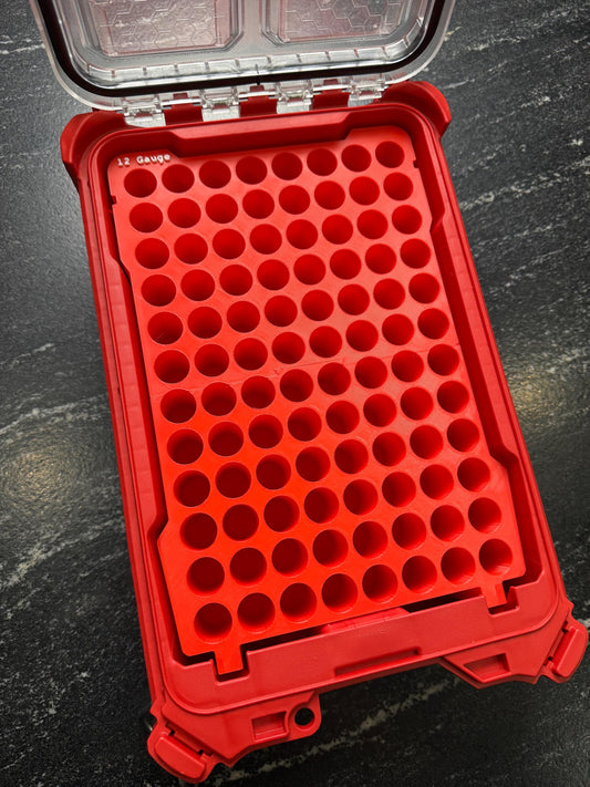 3D Printed 12 Gauge Ammo Insert Milwaukee Compact Low-Profile Packout - holds 96 rounds