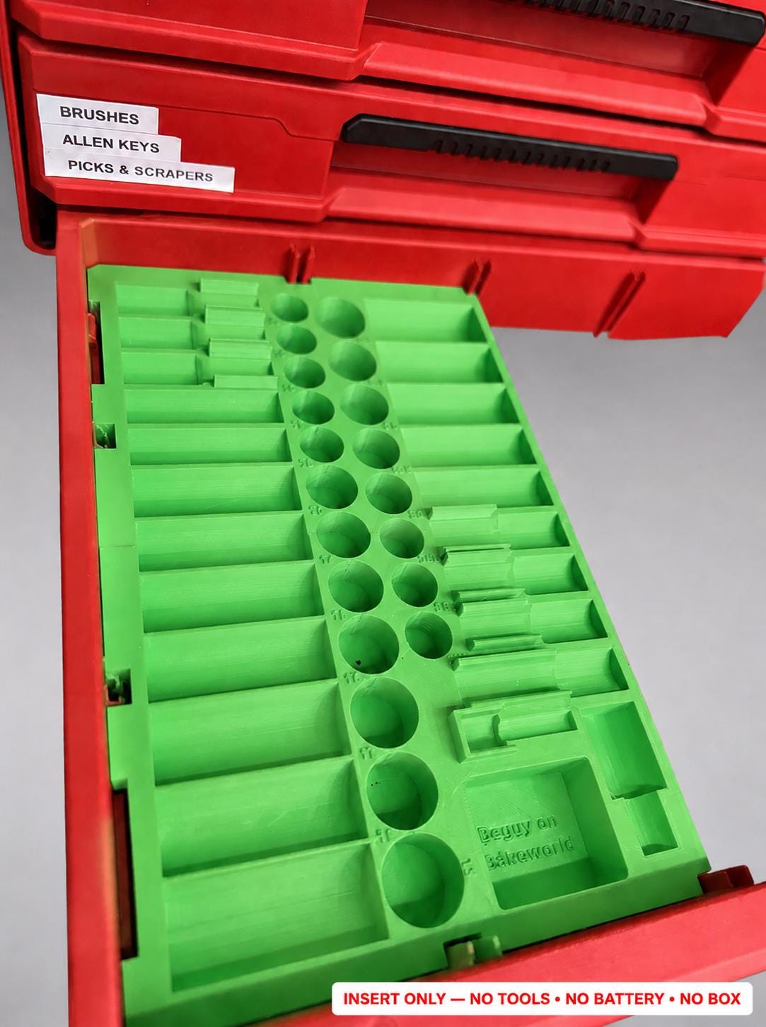 Milwaukee Packout 2&3 Drawer Insert – 43pc 3/8" Socket Organizer GREEN