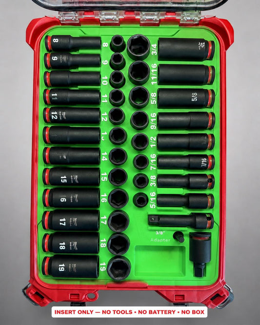 Milwaukee Packout Insert – 43pc 3/8" Impact Socket Organizer GREEN