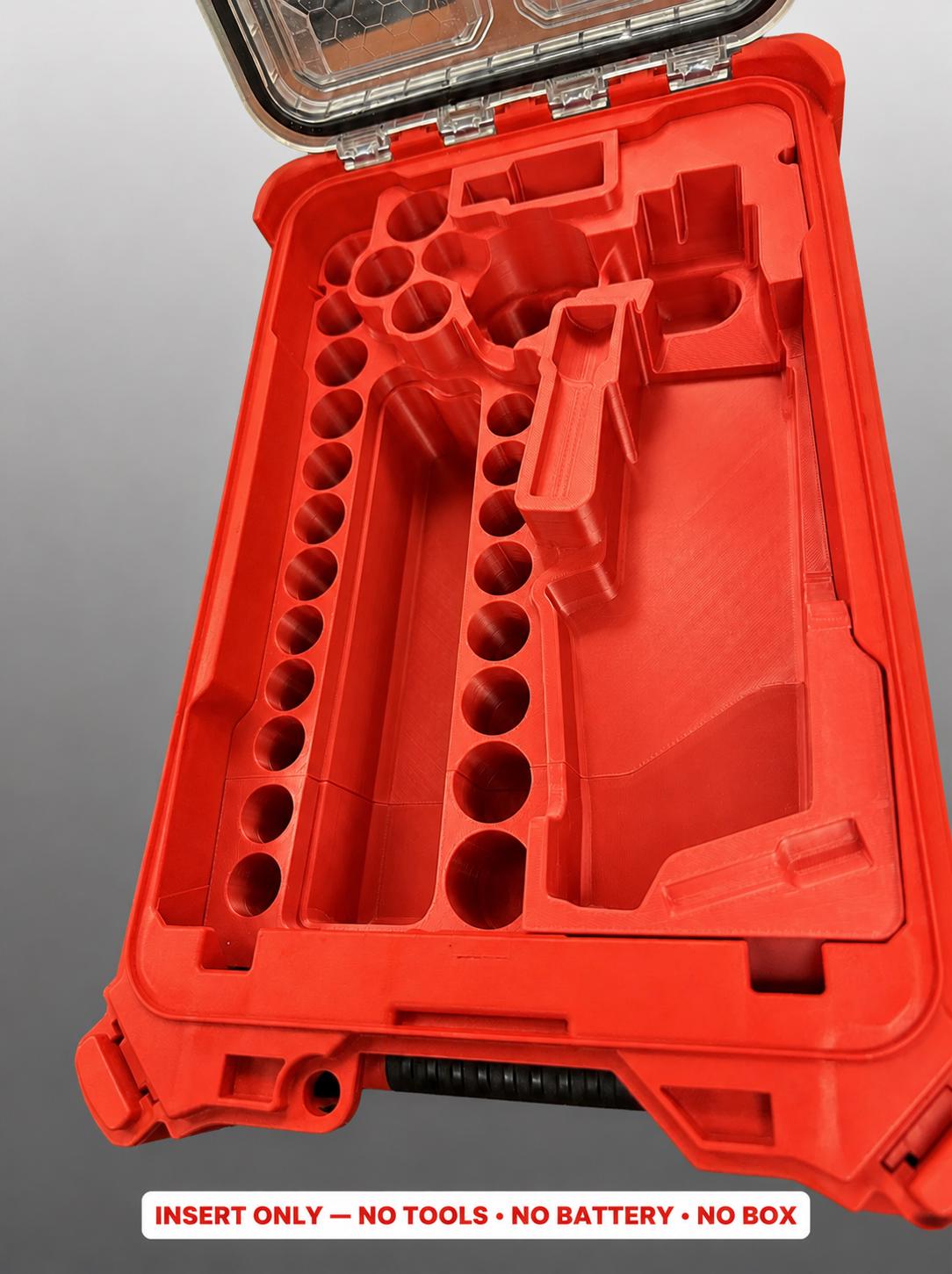 Milwaukee Packout Insert for M12 Ratchet and Socket Set | 3D Printed Organizer (Red)