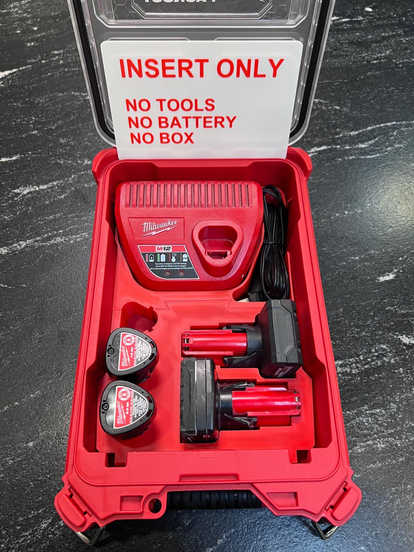 Milwaukee Compatible M12 Battery and Charger Organizing Insert Tray