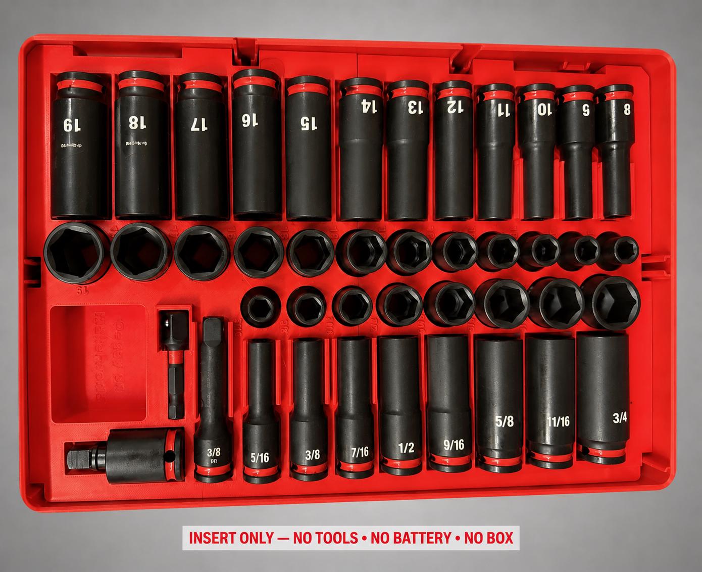 Milwaukee Packout 2&3 Drawer Insert – 43pc 3/8" Socket Organizer RED
