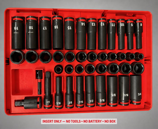 Milwaukee Packout 2&3 Drawer Insert – 43pc 3/8" Socket Organizer RED