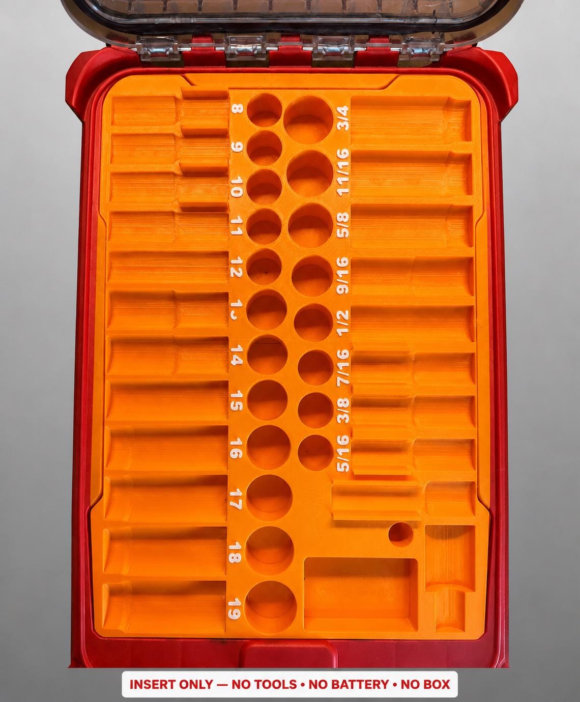 Milwaukee Packout Insert – 43pc 3/8" Impact Socket Organizer ORANGE