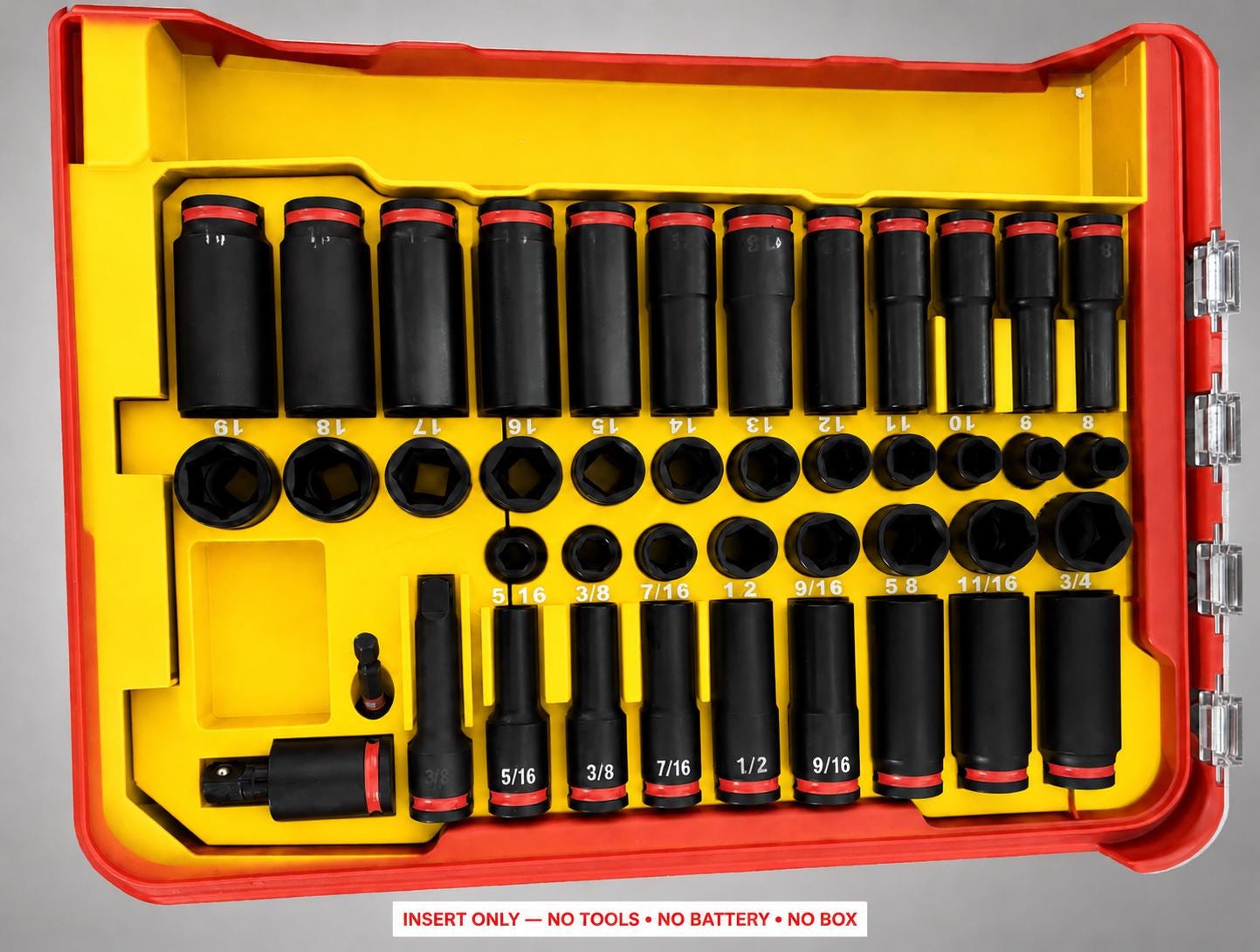 Milwaukee Packout Insert – 43pc 3/8" Socket Organizer, Right Side YELLOW