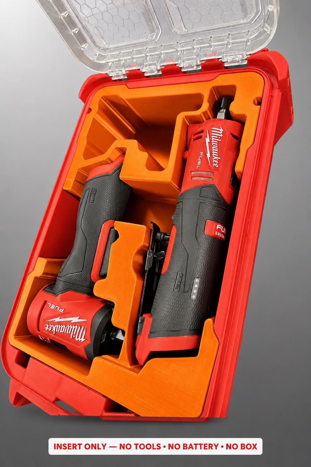 Milwaukee Packout Insert for Die Grinders | 3D Printed Organizer (Orange)