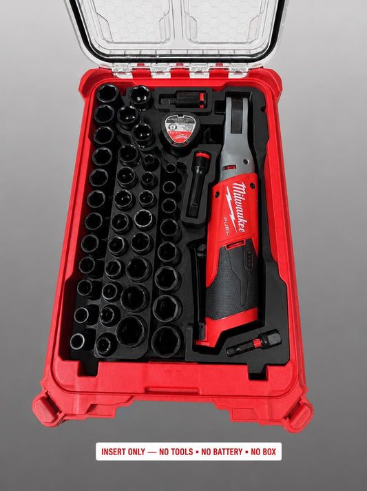 Milwaukee M12 Ratchet Socket Set Insert | 3D Printed Packout Organizer (Black)