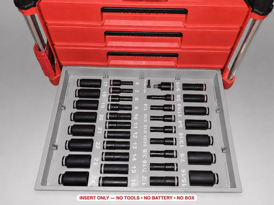 Milwaukee Packout 4 Drawer Insert – 36pc 3/8" Socket Organizer GRAY