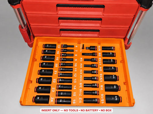 Milwaukee Packout 4 Drawer Insert – 36pc 3/8" Socket Organizer ORANGE