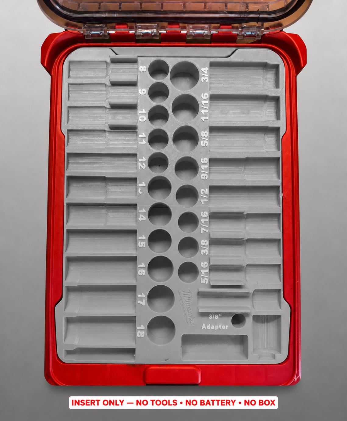 Milwaukee Packout Insert – 43pc 3/8" Impact Socket Organizer GRAY
