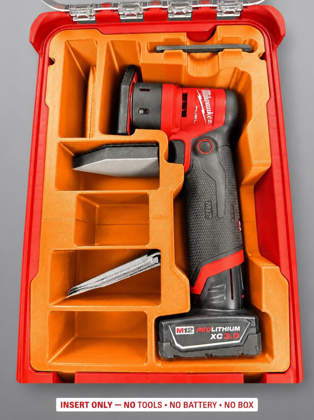 Milwaukee M12 Orbital Sander Packout Insert | 3D Printed Organizer (CAT.2531-20)