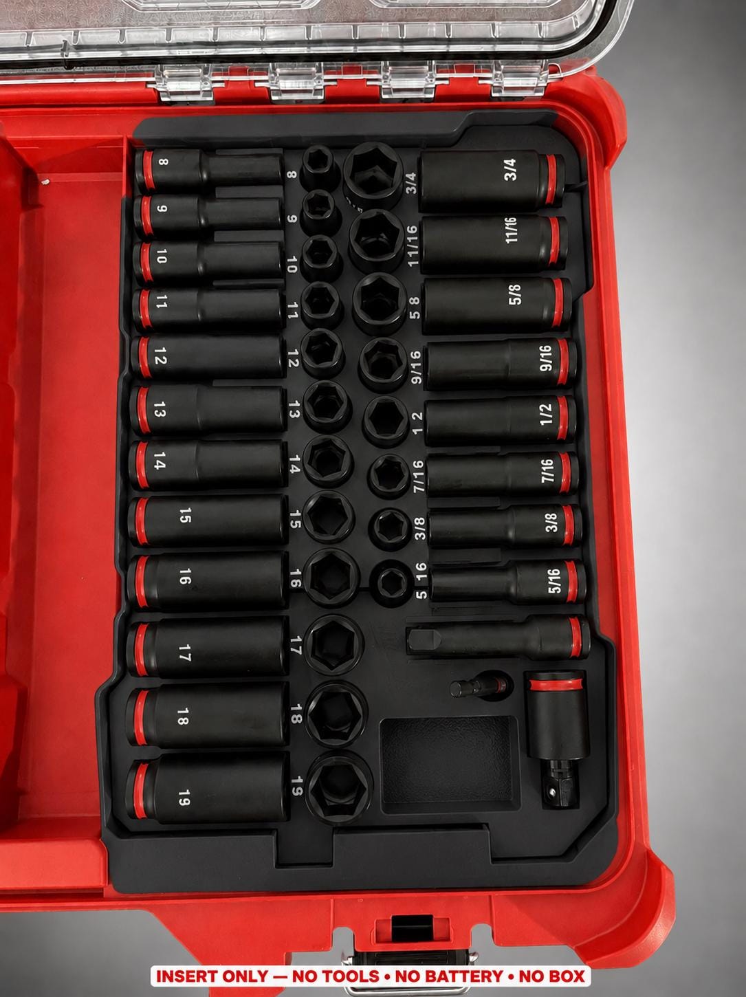 Milwaukee Packout Insert – 43pc 3/8" Socket Organizer, Right Side BLACK