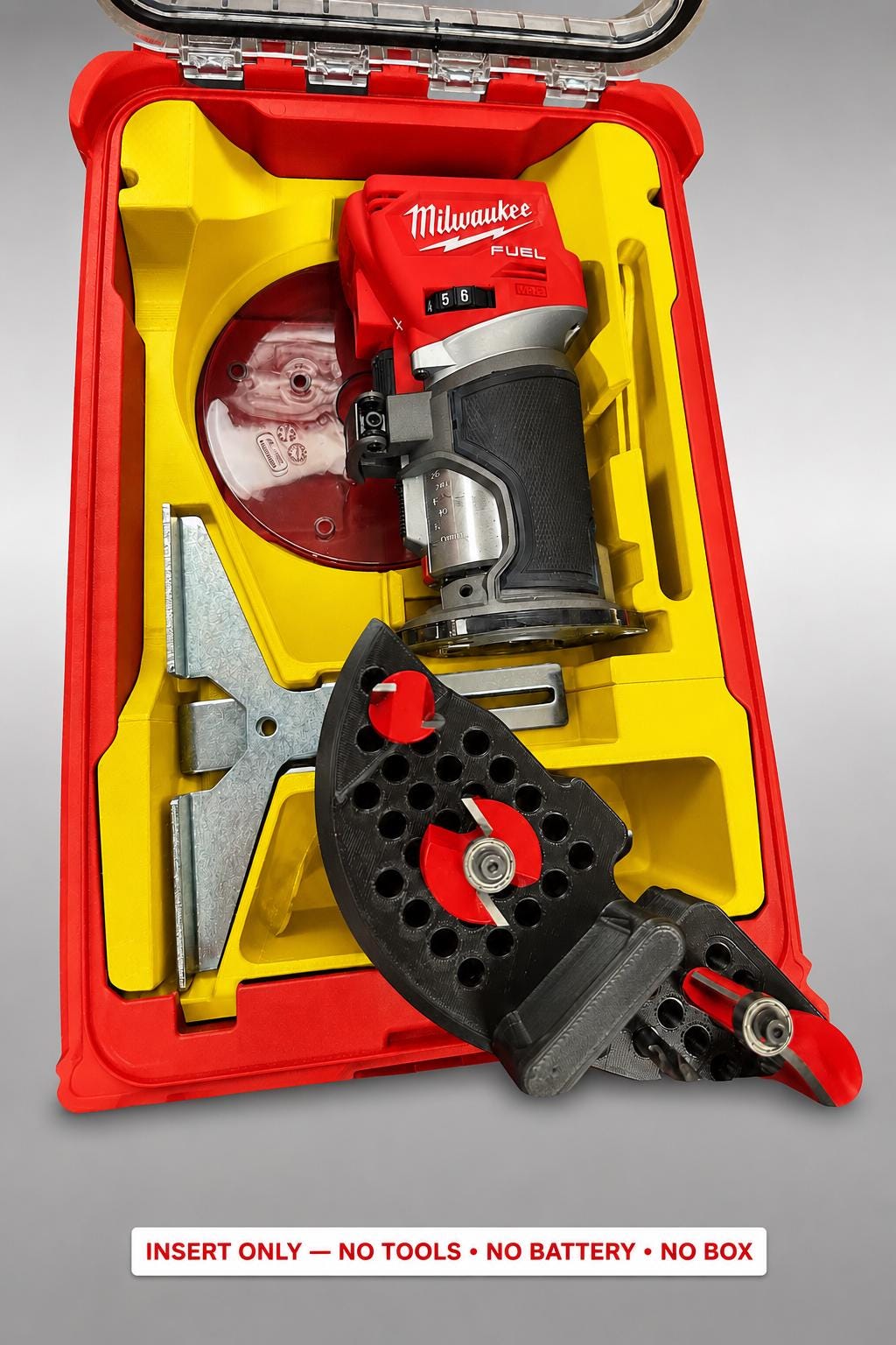 Milwaukee Packout Insert for M18 Fuel Compact Router | 3D Printed Organizer | CAT.2723-20 YELLOW