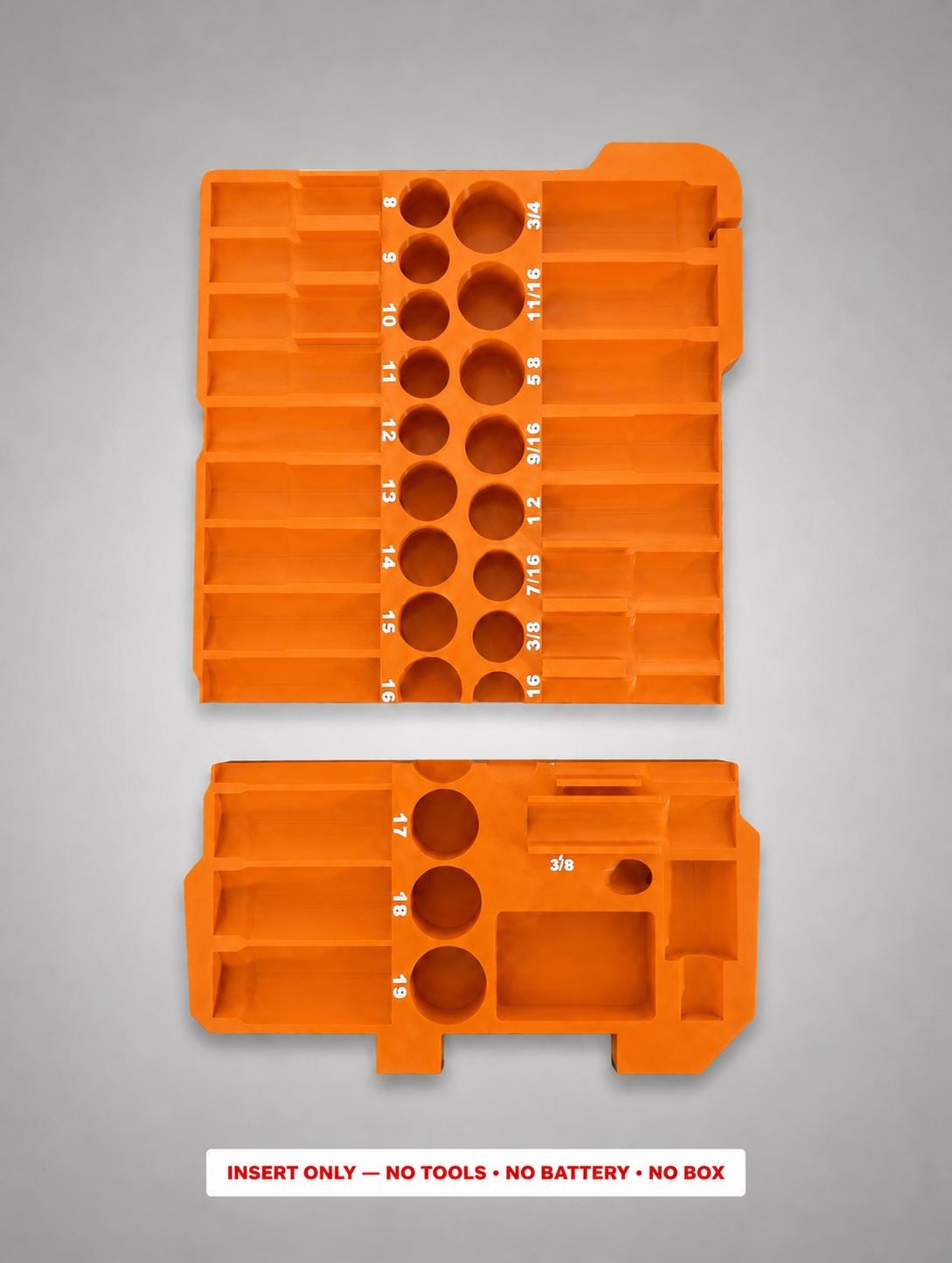 Milwaukee Packout Insert – 43pc 3/8" Socket Organizer, Right Side ORANGE