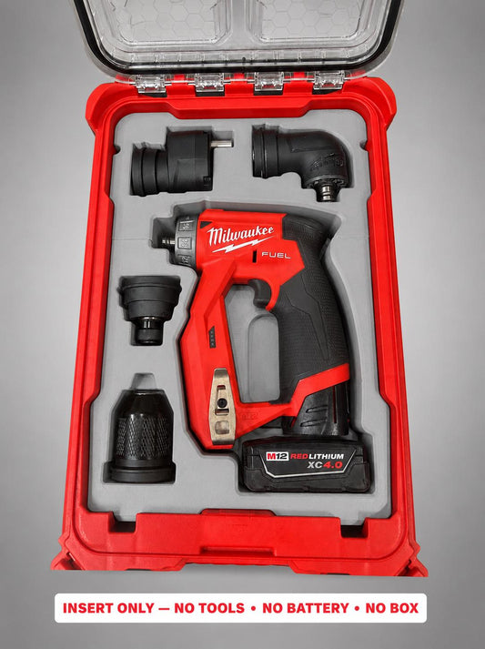 Milwaukee M12 Drill Driver Packout Insert | 3D Printed Organizer (Gray)