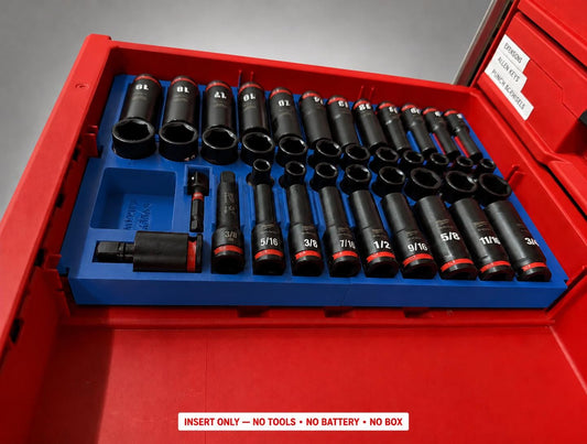 Milwaukee Packout 4 Drawer Insert – 43pc 3/8" Socket Organizer BLUE