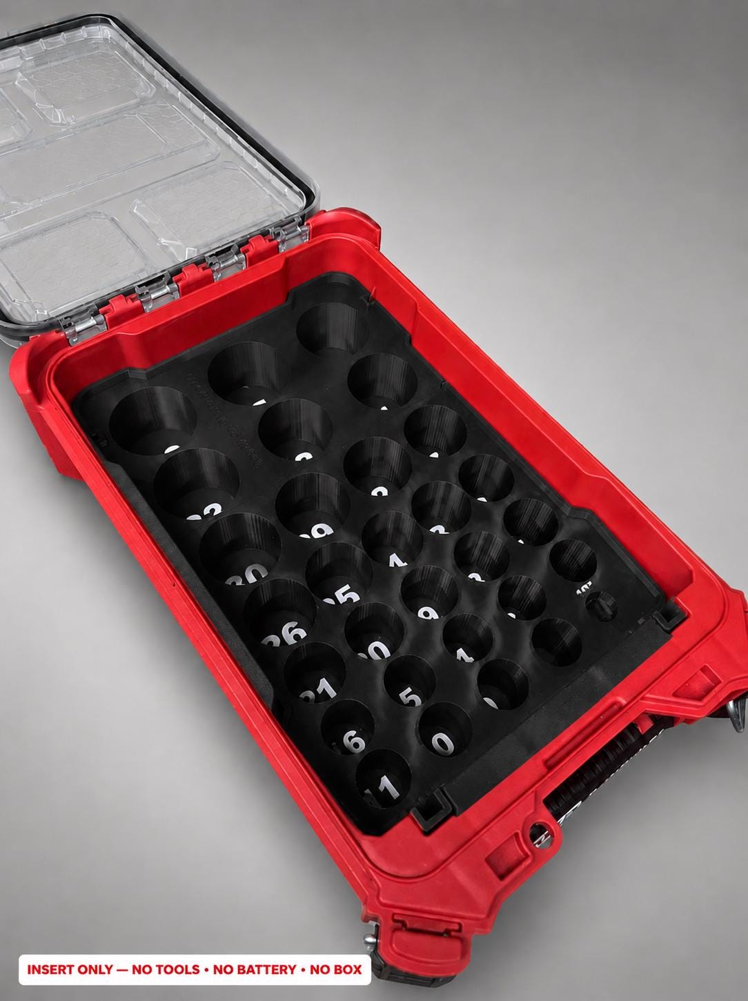 Milwaukee Packout Insert – 29pc 1/2" Deep Metric Socket Organizer BLACK
