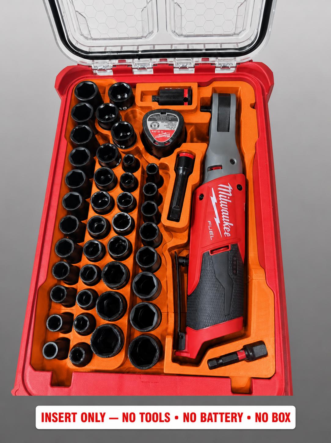 Milwaukee M12 Ratchet Socket Set Insert | 3D Printed Packout Organizer (Orange)