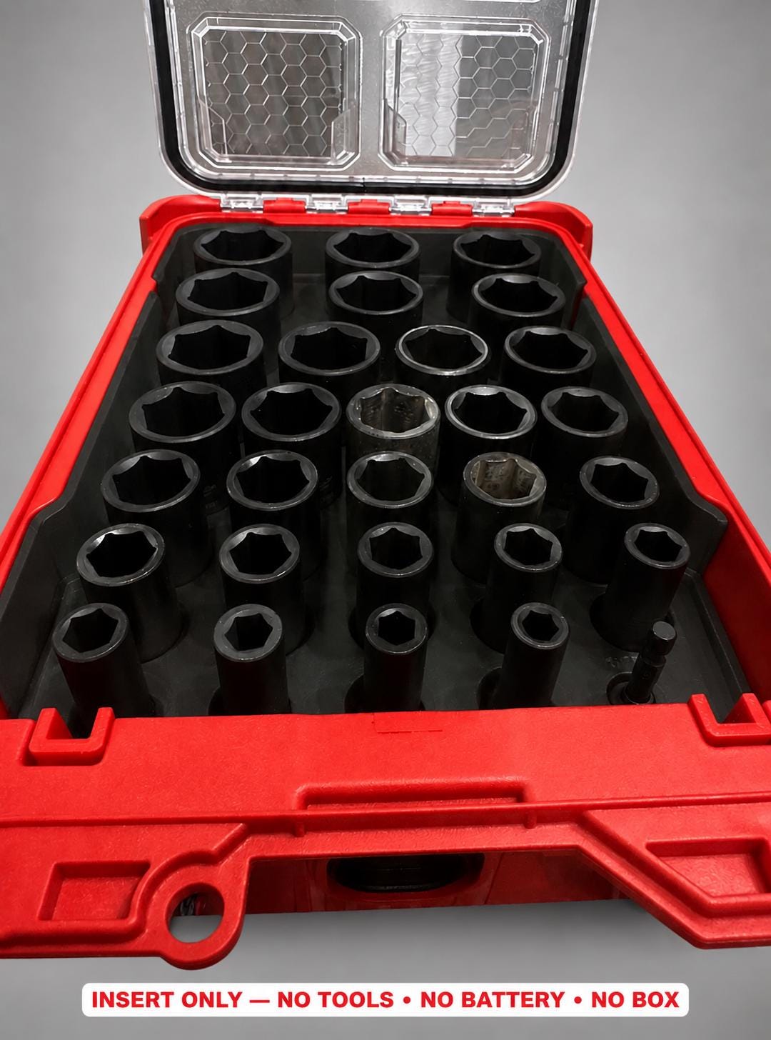 Milwaukee Packout Insert – 29pc 1/2" Deep Metric Socket Organizer BLACK