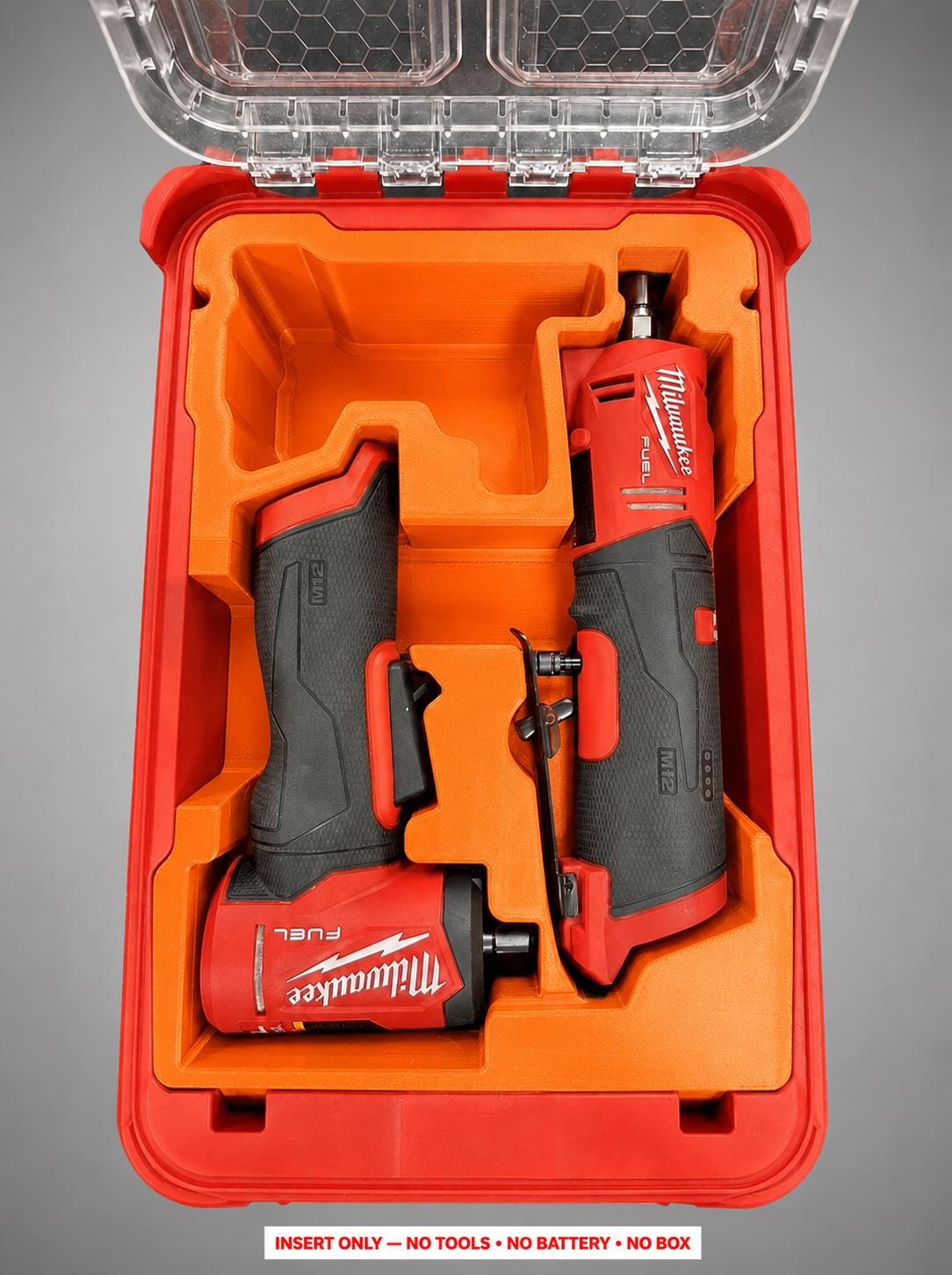 Milwaukee Packout Insert for Die Grinders | 3D Printed Organizer (Orange)