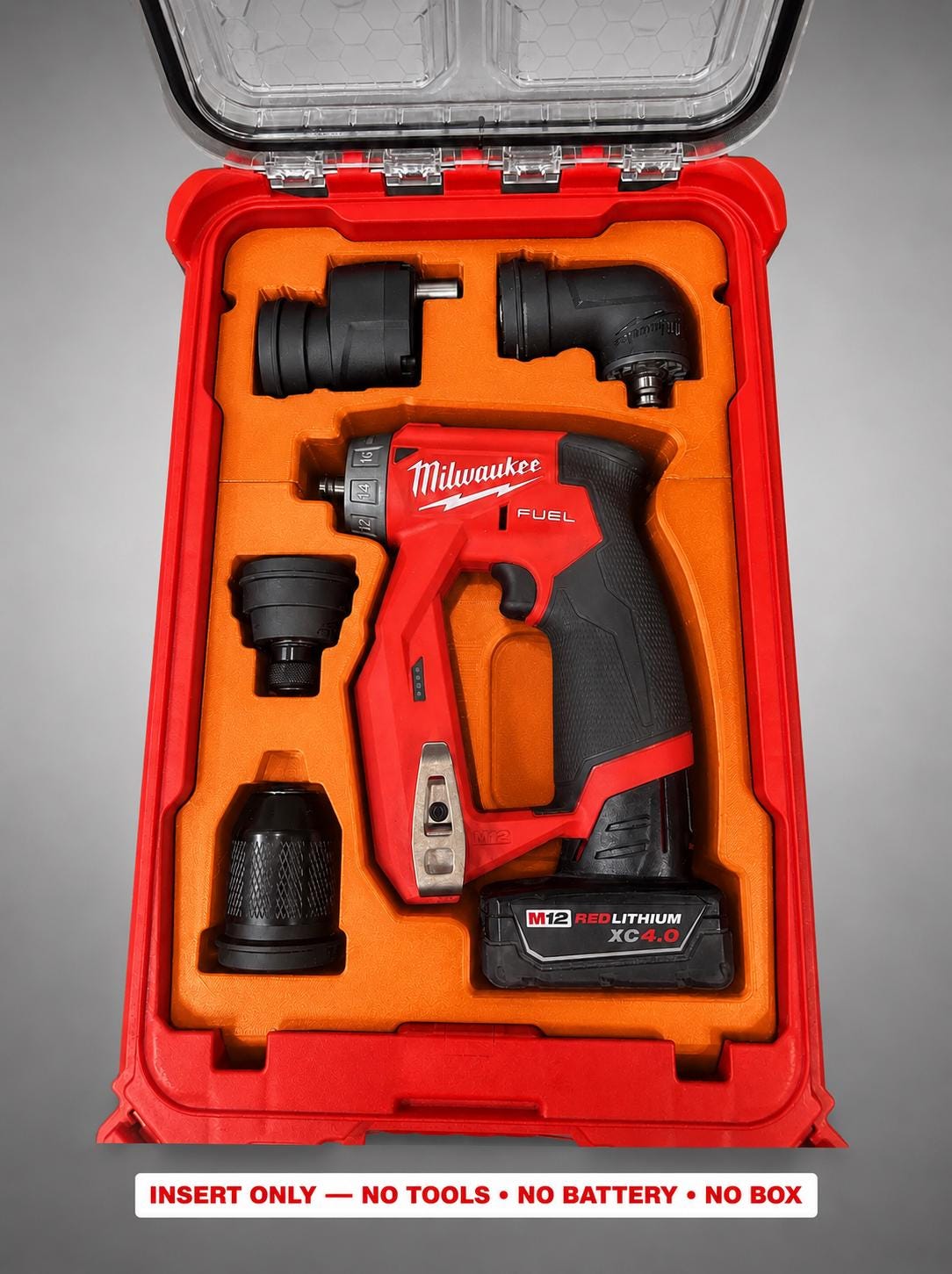 Milwaukee M12 Drill Driver Insert | 3D Printed Packout Organizer (Orange)