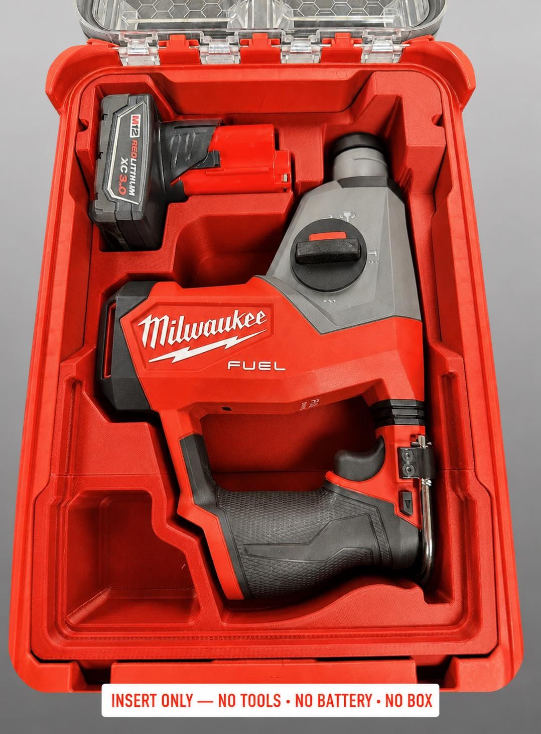 Milwaukee M12 Rotary Hammer Packout Insert | 3D Printed Organizer, Red