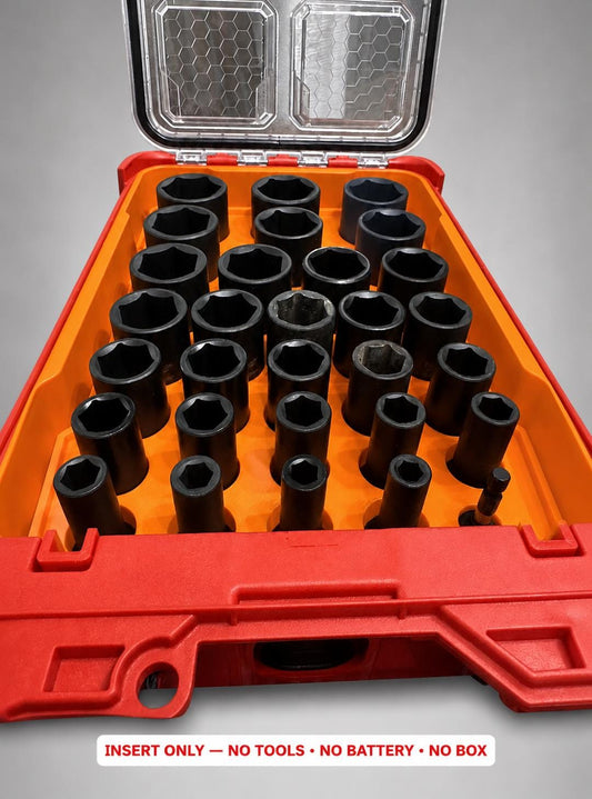 Milwaukee Packout Insert – 29pc 1/2" Deep Metric Socket Organizer ORANGE
