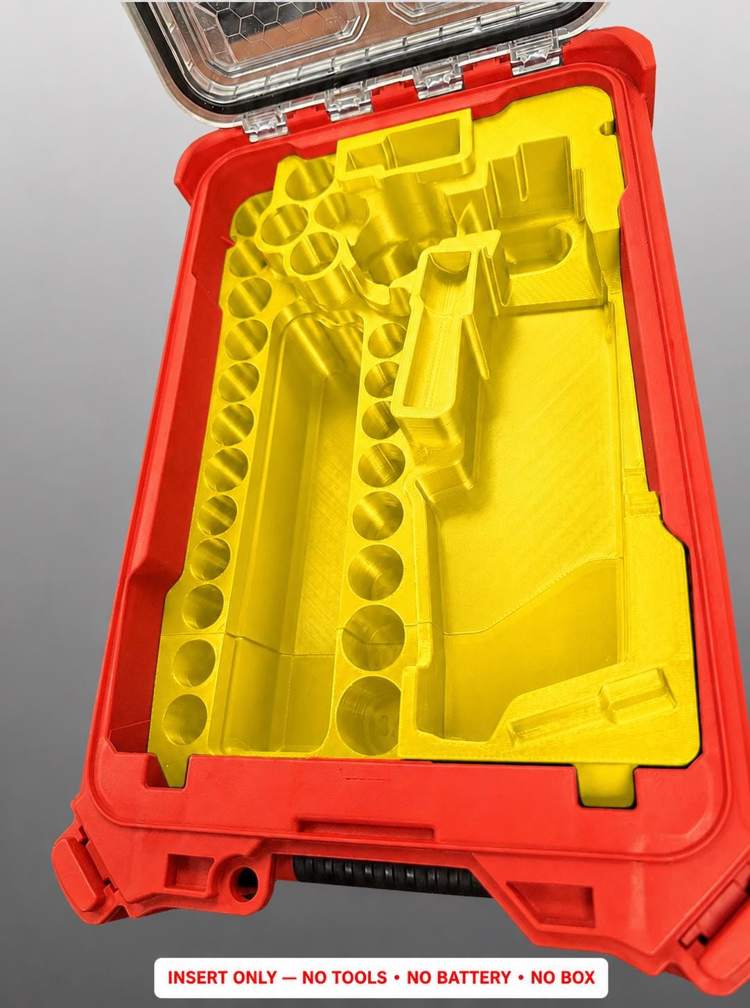 Milwaukee M12 Ratchet Socket Set Insert | 3D Printed Packout Organizer (Yellow)