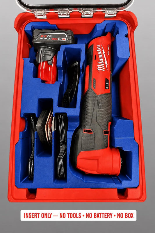 Milwaukee Packout Insert for M12 Oscillating Multi-Tool | 3D Printed Organizer | CAT.2526-20 BLUE