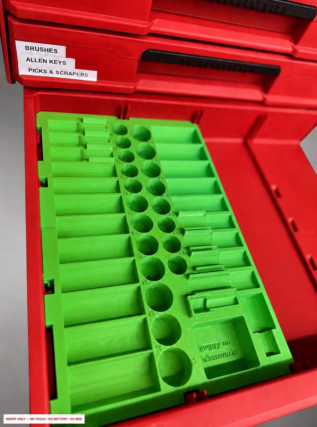 Milwaukee Packout 4 Drawer Insert – 43pc 3/8" Socket Organizer GREEN