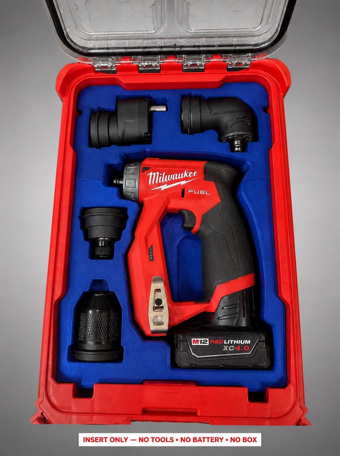 Milwaukee M12 Fuel Installation Drill Driver Insert | 3D Printed Packout Organizer (Blue)