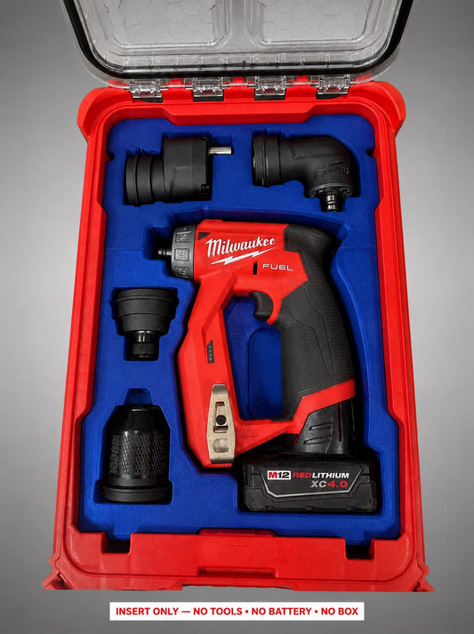 Milwaukee M12 Fuel Installation Drill Driver Insert | 3D Printed Packout Organizer (Blue)