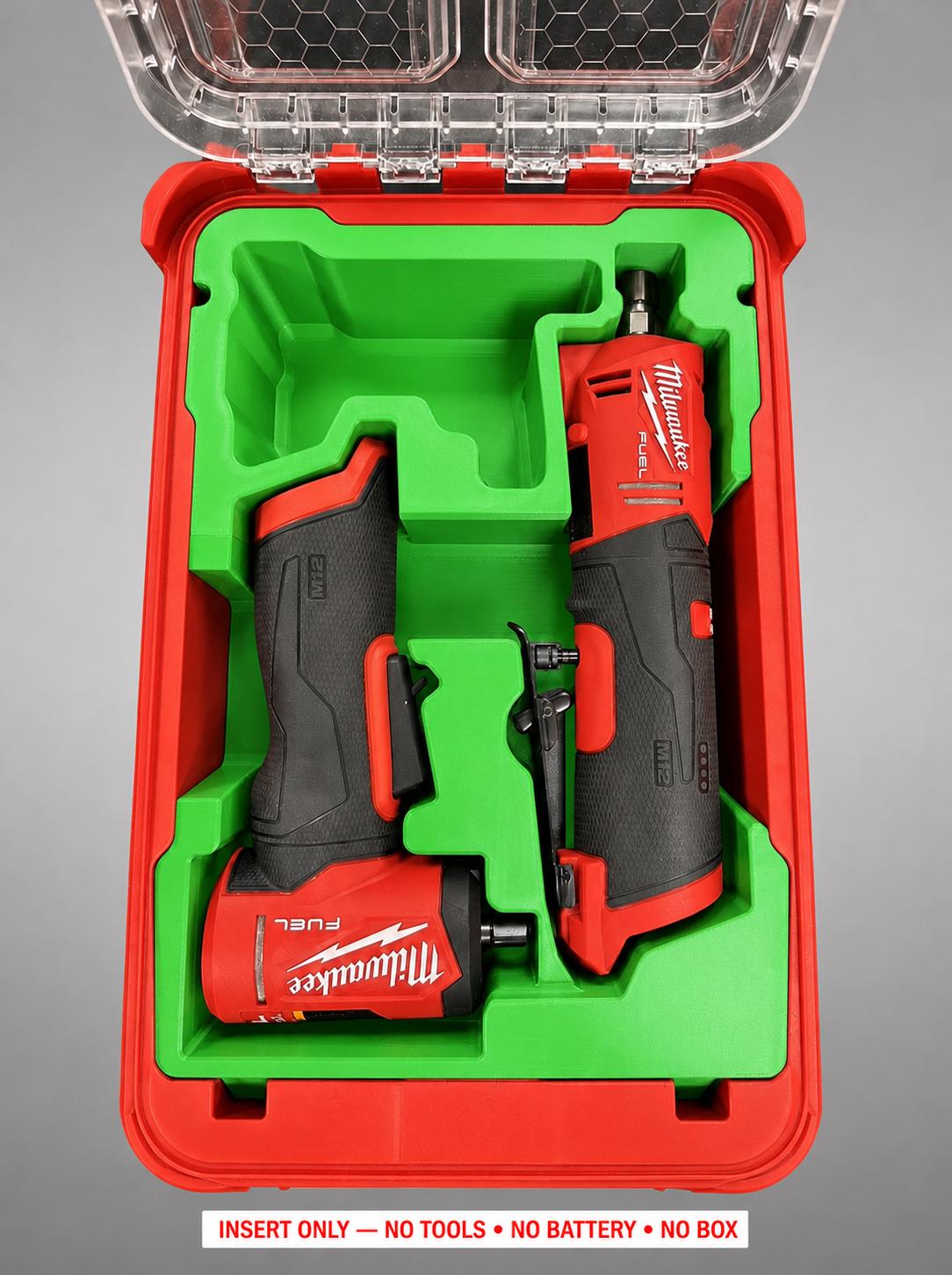 Milwaukee Packout Insert for Die Grinders | 3D Printed Tool Organizer (Green)