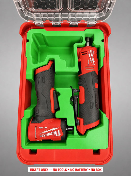 Milwaukee Packout Insert for Die Grinders | 3D Printed Tool Organizer (Green)
