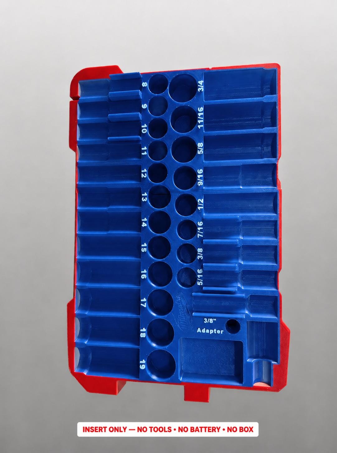Milwaukee Packout Insert – 43pc 3/8" Socket Organizer, Left Side BLUE