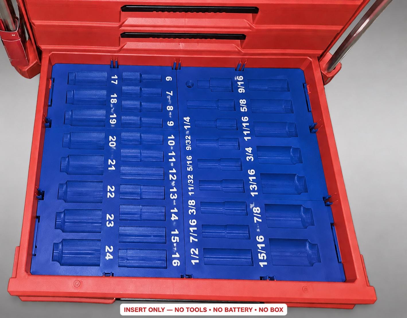 Milwaukee Packout 4 Drawer Insert – 36pc 3/8" Socket Organizer BLUE