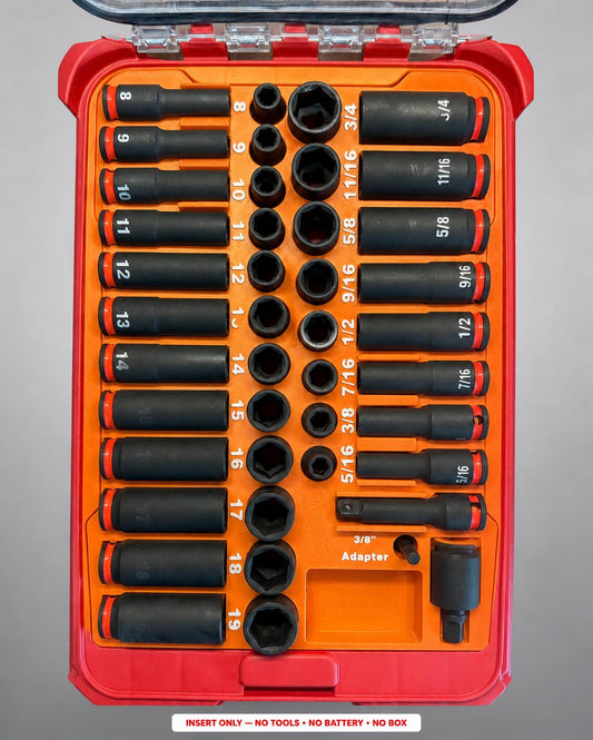 Milwaukee Packout Insert – 43pc 3/8" Impact Socket Organizer ORANGE