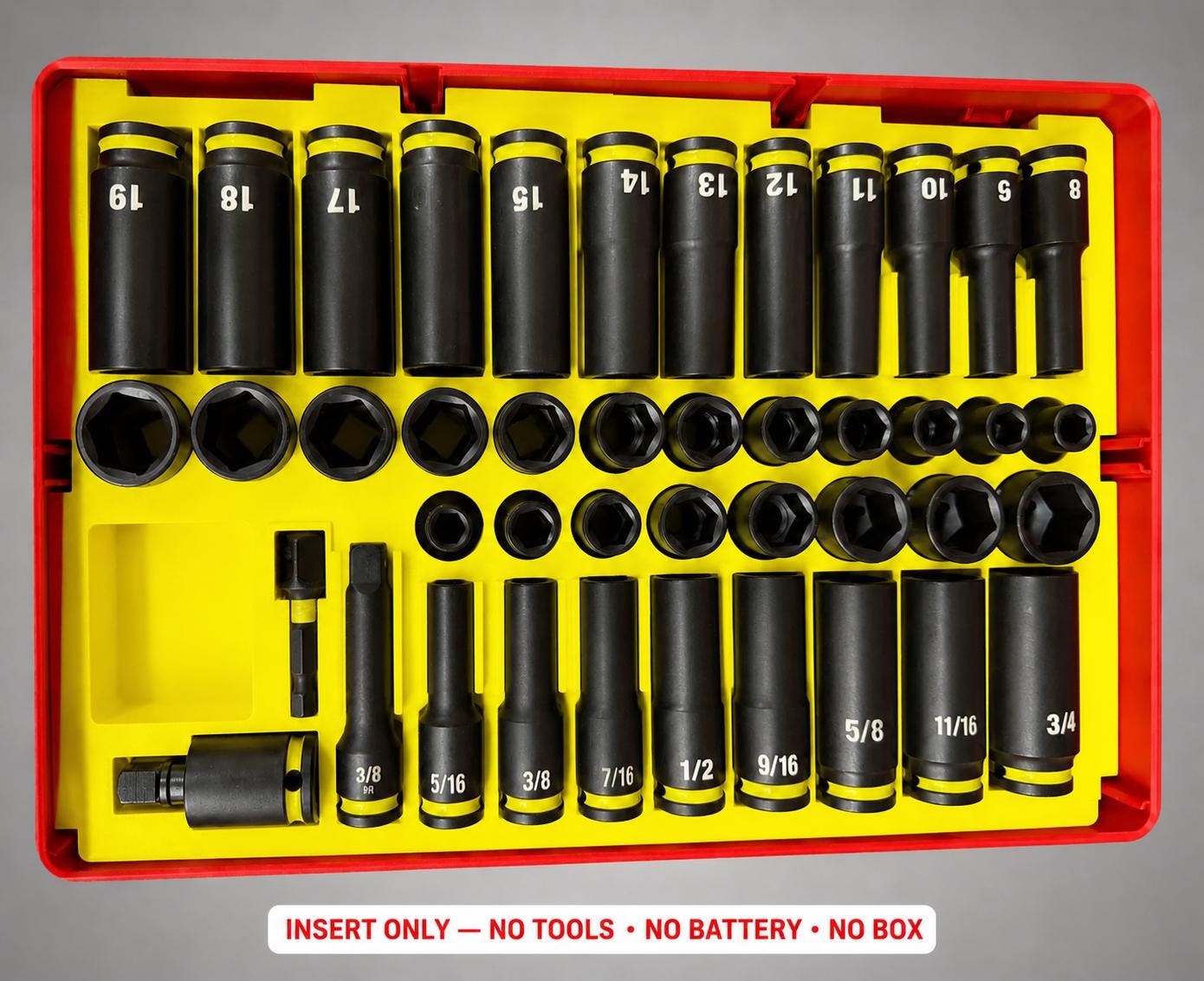 Milwaukee Packout 2&3 Drawer Insert – 43pc 3/8" Socket Organizer YELLOW