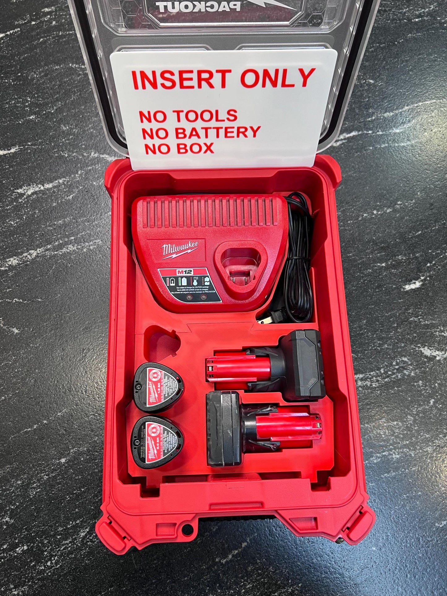 Milwaukee Compatible M12 Battery and Charger Organizing Insert Tray