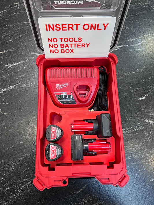 Milwaukee Compatible M12 Battery and Charger Organizing Insert Tray