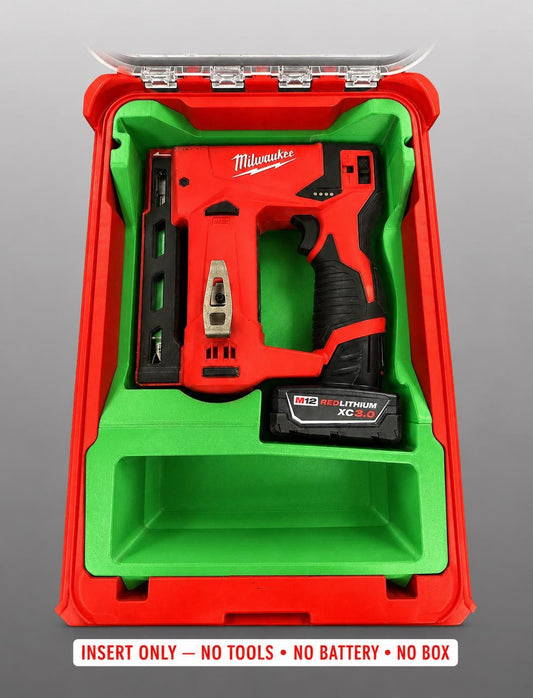 Milwaukee Packout Insert for M12 Crown Stapler | 3D Printed Organizer (Green)