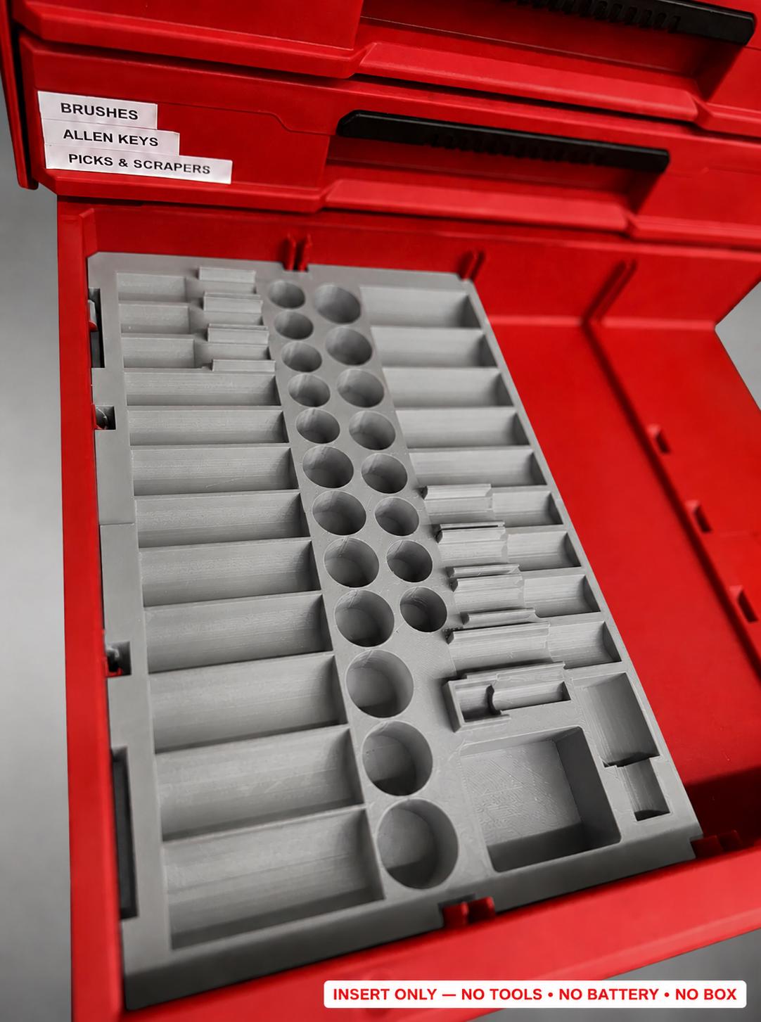 Milwaukee Packout 4 Drawer Insert – 43pc 3/8" Socket Organizer GRAY