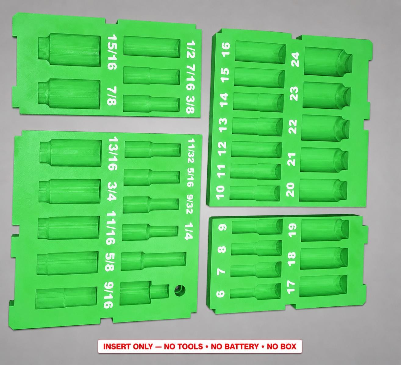 Milwaukee Packout 4 Drawer Insert – 36pc 3/8" Socket Organizer GREEN
