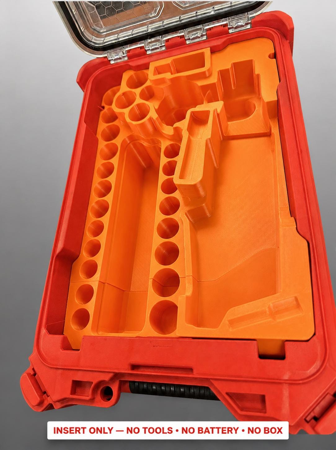 Milwaukee M12 Ratchet Socket Set Insert | 3D Printed Packout Organizer (Orange)