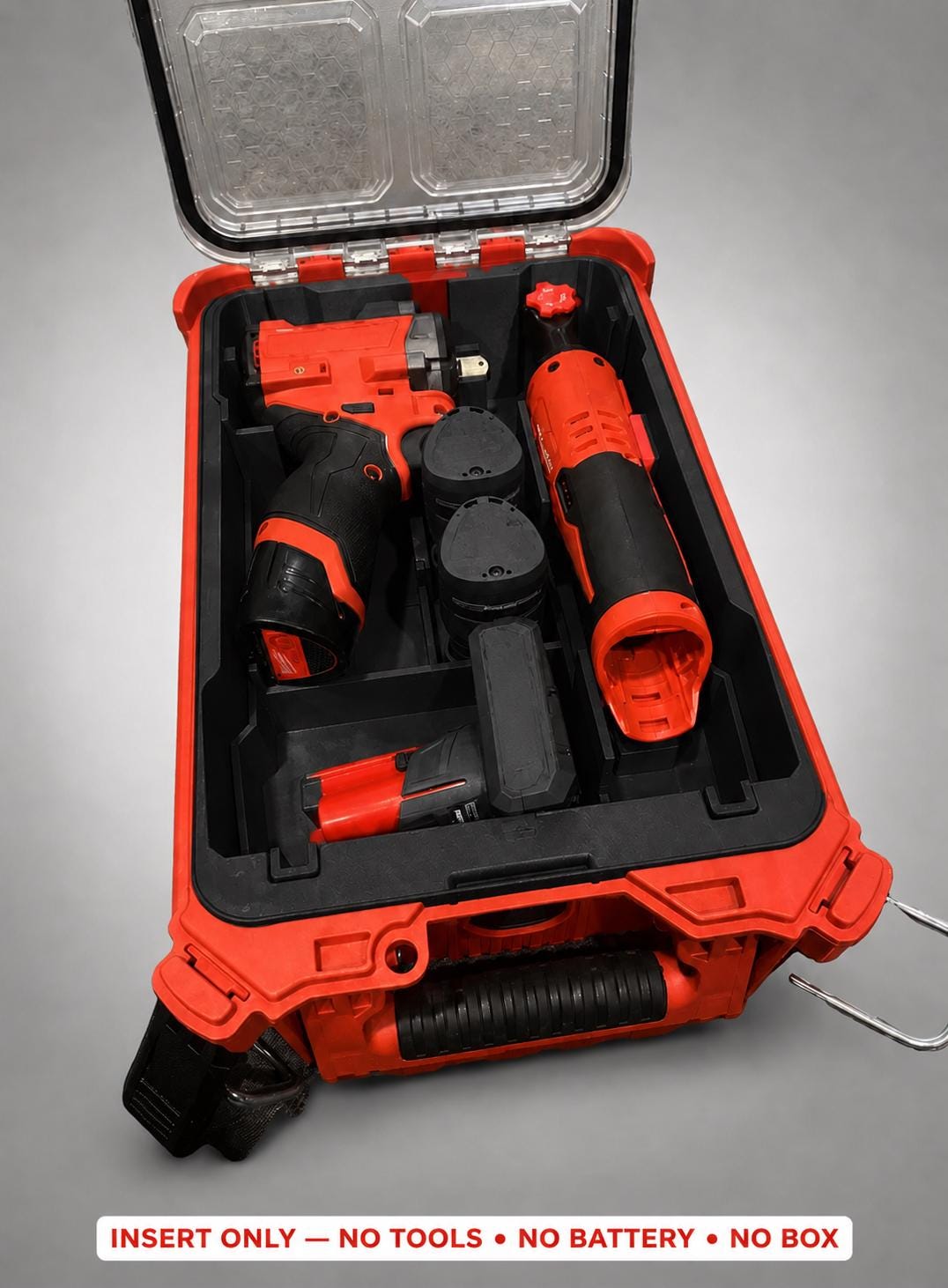 Milwaukee Packout Insert – M12 Impact Wrench & Ratchet Organizer BLACK
